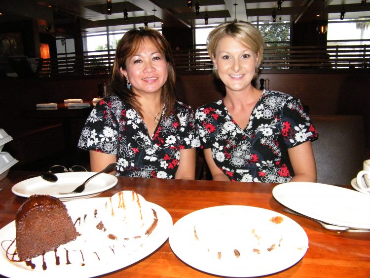 Photo of Jacksonville FL periodontal staff members: Laure’s & Arnie’s Birthday Luncheon